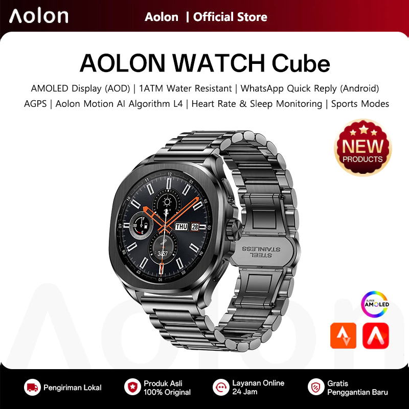Smartwatch Watch Whatsapp - Montre connectée Aolon Cube avec écran