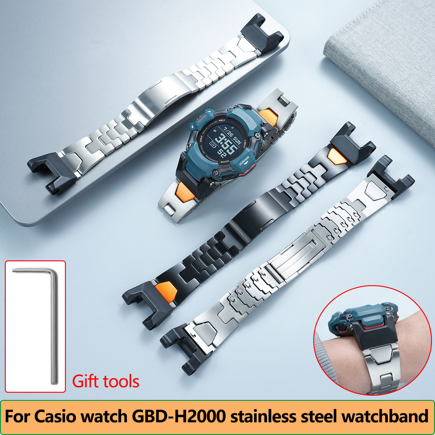 Smartwatch Casio Watches For Men - Bracelet en métal étanche GBD-H2000 pour