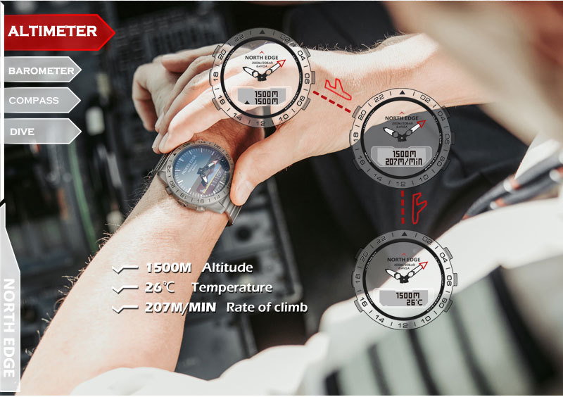 NORTH EDGE Montre connectée de - Smartwatch Army Watches For Men avis et prix