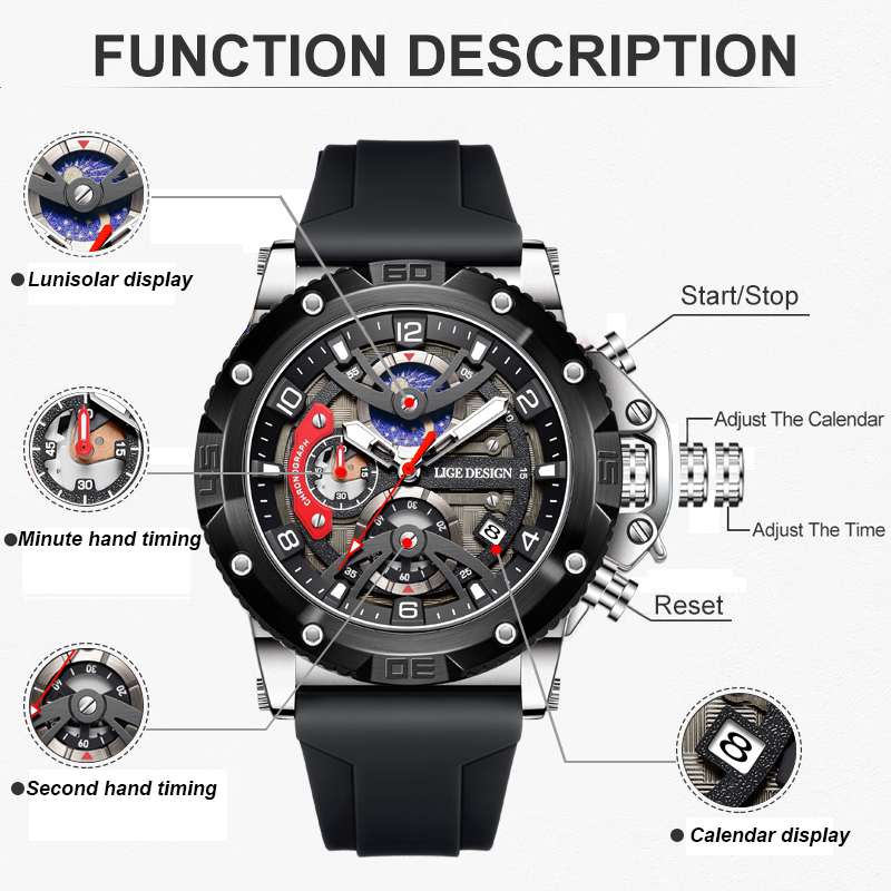 Montre homme LIGE, marque de l - Smartwatch Watches Brands For Men avis et prix