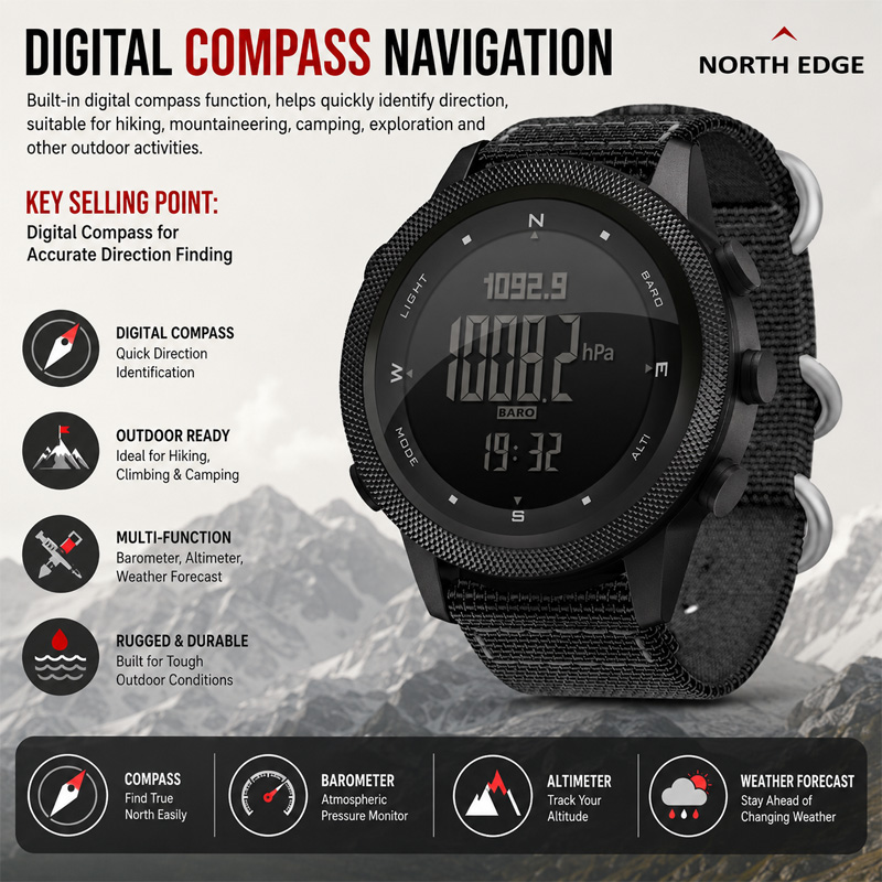 Montre numérique pour homme NO - Altimeter Compass Watch avis et prix