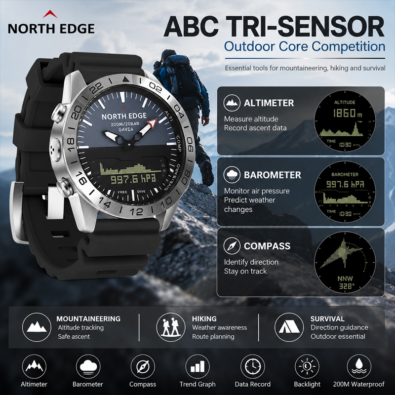 NORTH EDGE Montre de plongée p - Smartwatch Army Watches For Men avis et prix